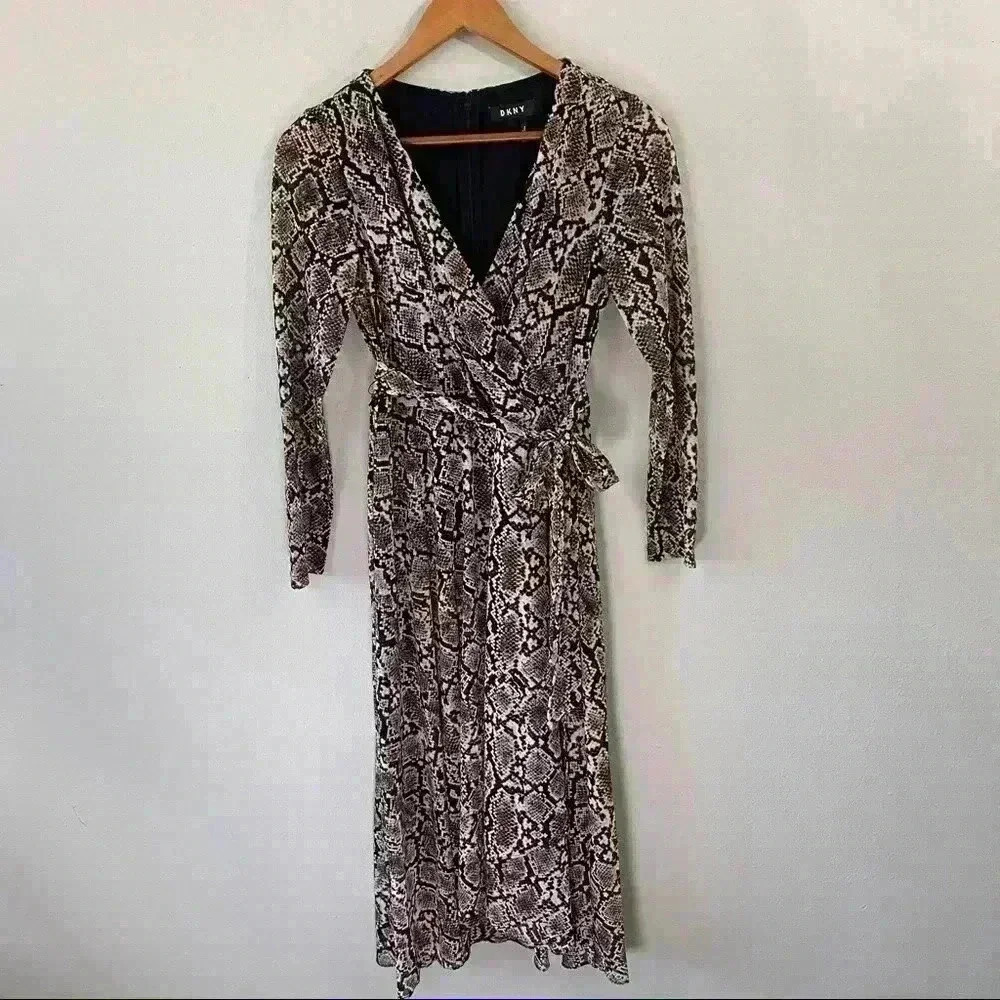 DKNY snake print midi dress